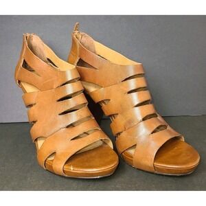 Franco Sarto Women's Leather Cut-Out Peep Toe Heels – Size 9M